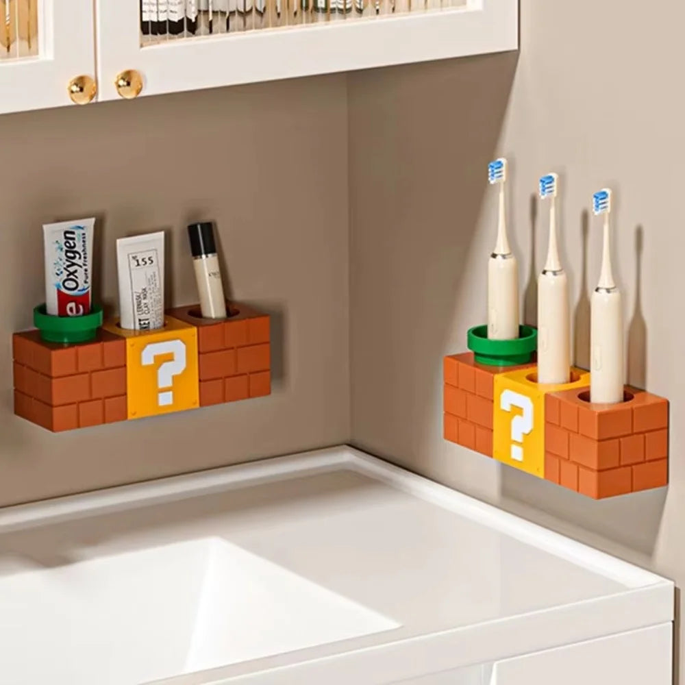 Portacepillos de Pared – Diseño Anime Bloque Retro para Baño
