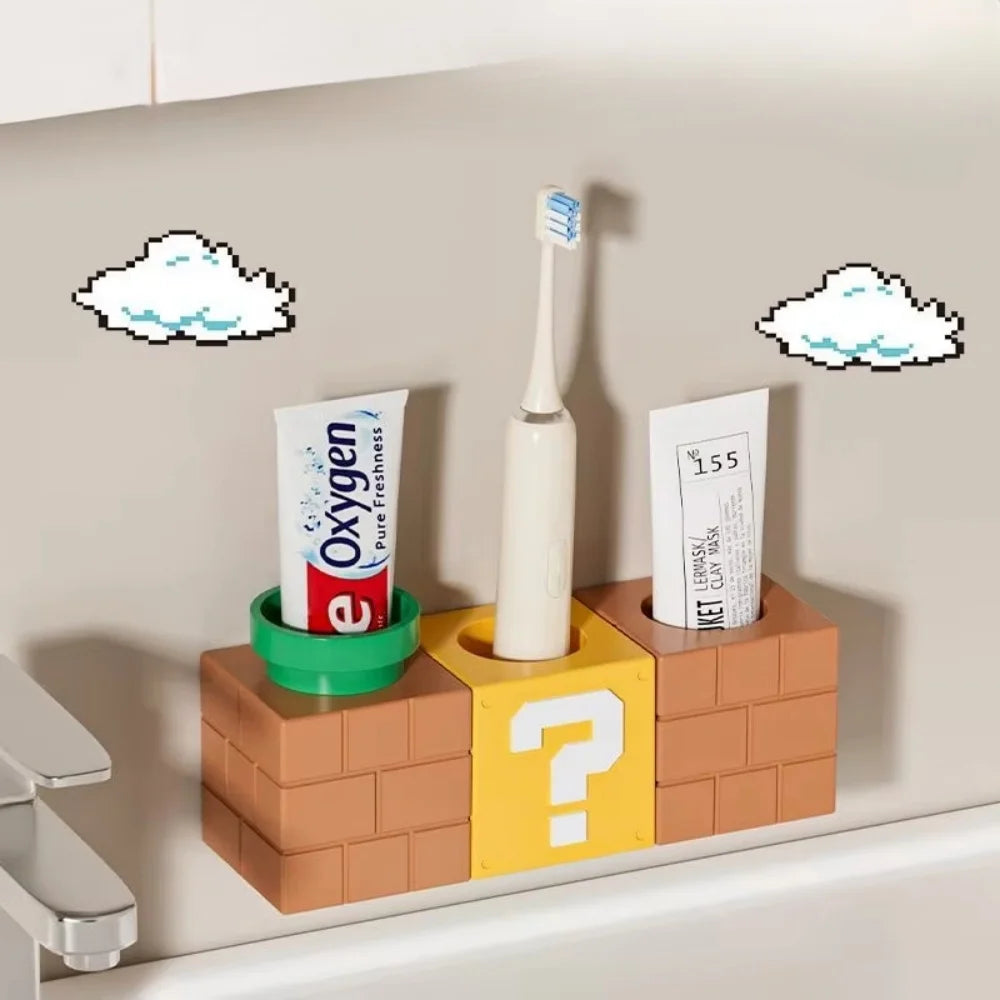 Portacepillos de Pared – Diseño Anime Bloque Retro para Baño