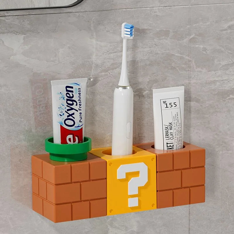 Portacepillos de Pared – Diseño Anime Bloque Retro para Baño
