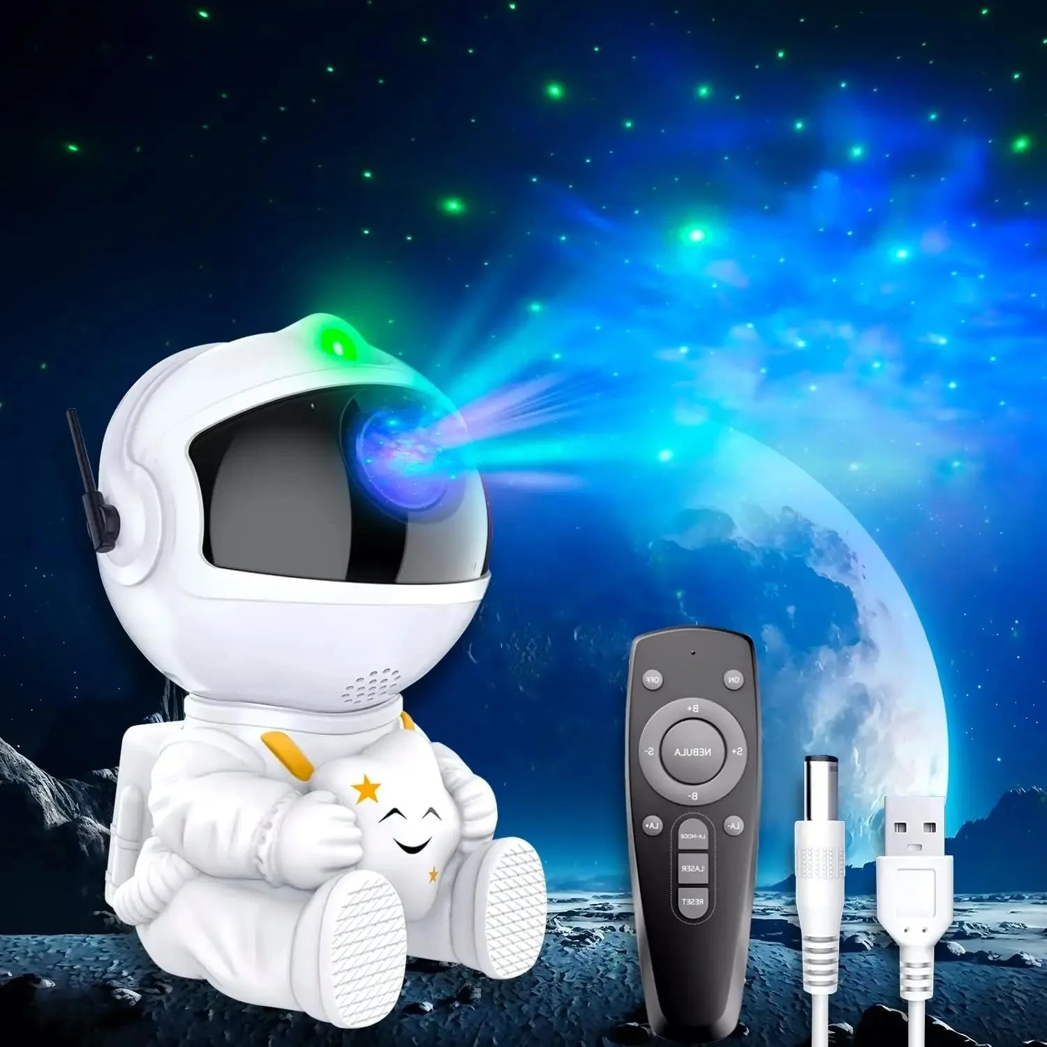 Proyector Galaxia Astronauta LED – Luz Nocturna Estrellada para Habitación