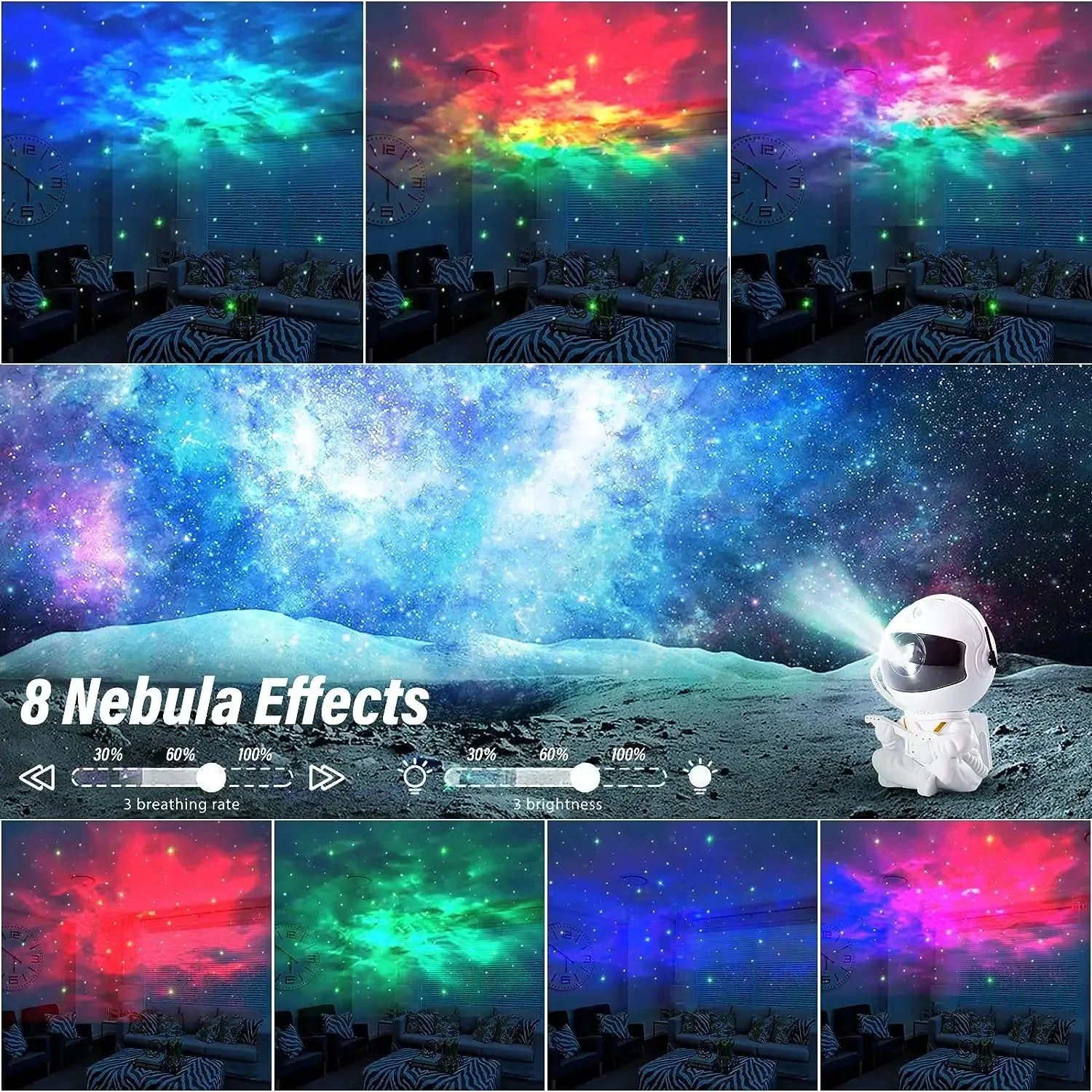 Proyector Galaxia Astronauta LED – Luz Nocturna Estrellada para Habitación